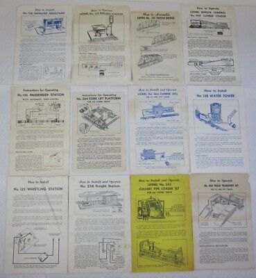 LIONEL-POST-WAR-12ea-ACCESSORY-INSTRUCTION-SHEETS-1950s